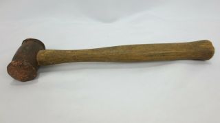 Vintage Solid Copper Mallet Hammer With Wood Handle Non Spark