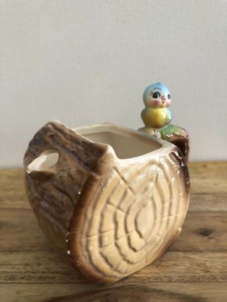 Vintage Norcrest Bluebirds On Logs Sugar Bowl And Creamer Ceramic Made In Japan 3