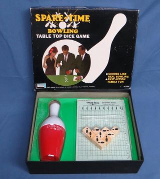 1967 Vintage Lakeside Spare - Time Bowling Table Top Dice Game - Complete W/box