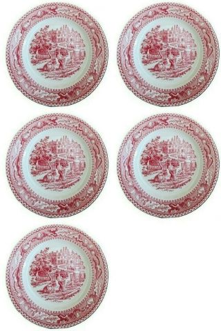 Memory Lane Pink Bread And Butter Plates Set Of 5 Royal China Usa Vintage 1965