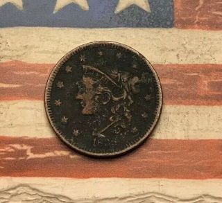 1838 1c Coronet Head Large Cent Vintage Us Copper Coin Fh3