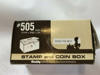 Stamp Coin Box,  Steel,  Double Latch Lock BUDDY PRODUCTS 505 Vintage,  Box W/keys 4