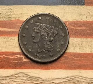 1840 1c Braided Hair Large Cent Vintage Us Copper Coin Fh5 Appeal