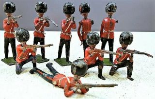 Nine Vintage Britains Scots Guard Infantry Lead Soldiers Nr