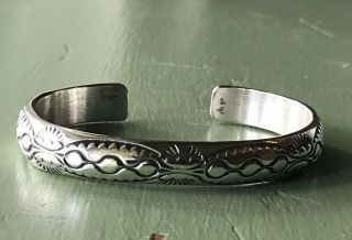 Gorgeous Vintage Navajo Sterling Cuff Bracelet By Designer Tahe
