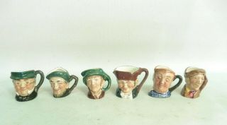 Six Vintage Tiny Miniature Royal Doulton Character Jugs