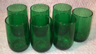 7 Vintage Anchor Hocking Forest Green Small Juice Glasses