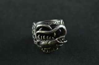 Vintage Sterling Silver Dragon Dome Ring - 17g