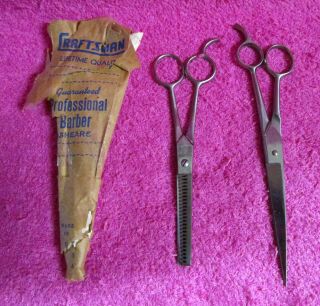 Vintage Craftsman Professional Barber Thinning Shears Cutting Scissors Set Of 2