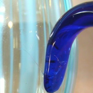 Vintage Fenton Blue Opalescent Glass 6 Rib Optic Striped Lemonade Tumblers 3