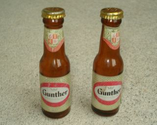 Vintage Gunther Beer Brewing Bottle Salt & Pepper Shakers 4 " Tall