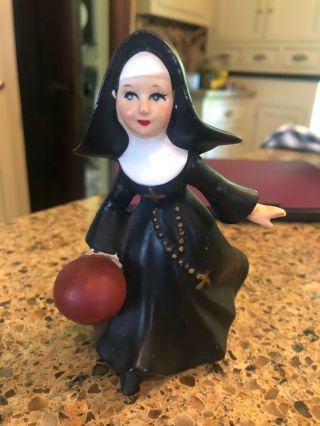 Vintage Napcoware Ceramic Japan Nun Sister Figurine Bowling Or Basketball?