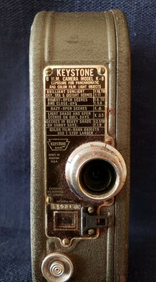 Mid - Century Vintage Keystone 8mm Movie Camera,  Model K - 8 W/original Leather Case