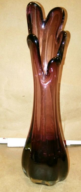Vintage Amethyst / Purple Stretch Art Glass Bud Vase