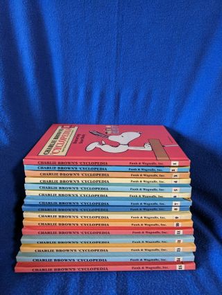 Vtg Complete Charlie Brown ' s Cyclopedia 1980 Set of 15 Volumes Educational Kids 2