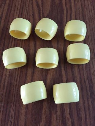 Vintage Yellow Napkin Ring Holders Set Of 8 Acrylic 1.  25” Long