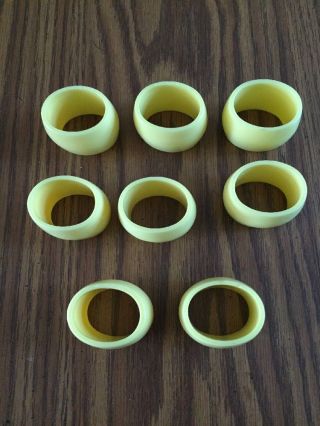 Vintage Yellow Napkin Ring Holders Set Of 8 Acrylic 1.  25” Long 2