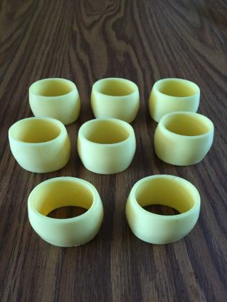 Vintage Yellow Napkin Ring Holders Set Of 8 Acrylic 1.  25” Long 3