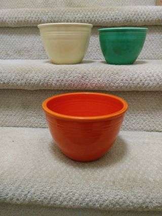 Vintage Fiesta Nesting Bowls.  2,  3,  4 Orange Cream Green