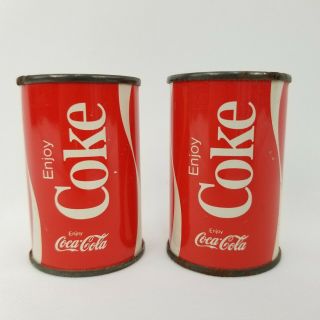 Vintage Coca Cola Can Metal Salt And Pepper Shakers Enjoy Coke Shaker Set Rusted