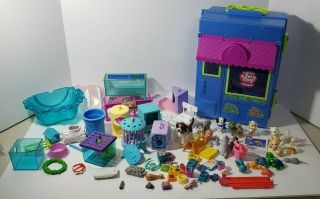 Vintage 1990s Littlest Pet Shop Case And Figures And Accesories Alot.