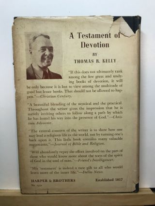 Vintage A Testament Of Devotion by Thomas R.  Kelly (1941,  1st Edition,  HCDJ) 2