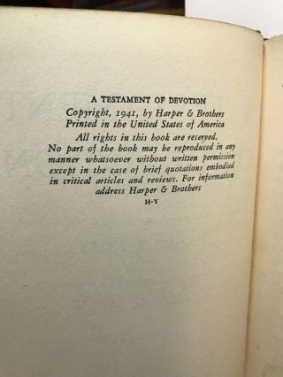 Vintage A Testament Of Devotion by Thomas R.  Kelly (1941,  1st Edition,  HCDJ) 5