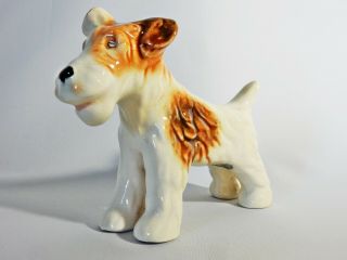 Retro Vintage Sylvac Pottery Terrier Dog Figure Figurine Brown White Sticker