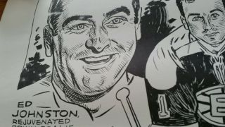 Vintage 1971 Boston Bruins Ed Johnston,  Bobby Orr Poster 23 X 17 1/2