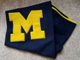 Vintage University Of Michigan Stadium Blanket,  Wool,  60 " X 67 "