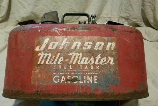 Vintage Johnson Mile Master Outboard 4 - Gallon Pressurized Boat Fuel Gas Tank Can