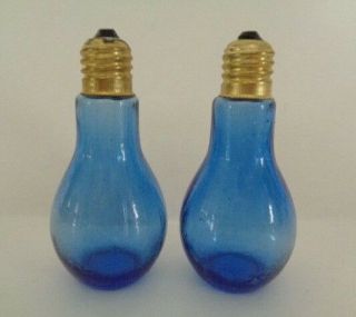 Vintage Salt And Pepper Shakers Cobalt Blue Light Bulb
