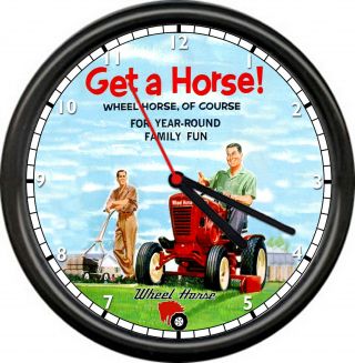 Wheel Horse Garden Tractor Retro Ad Vintage Service Sales Repair Sign Wall Clock