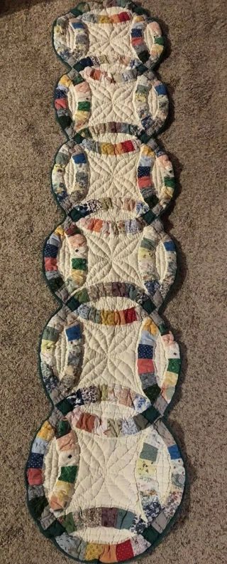 Vintage Quilted Table Runner Patchwork Country Decor Quilt Thick
