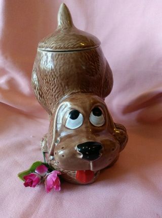 Vintage Mccoy Pottery Thinking Dog Cookie Jar W/ Lid Cookies Thinking Dog 0272