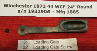Winchester Model 1873 Loading Gate & Screw From A 44wcf Made In 1885