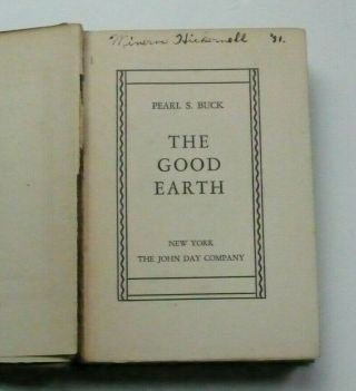 The GOOD EARTH Pearl S Buck First Edition 1st Hardcover 1931 John Day Company 4
