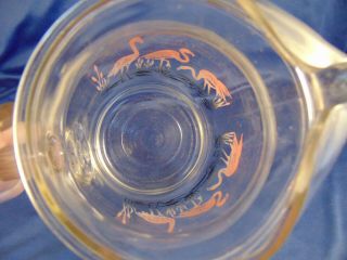 Vintage glass half gallon pitcher pink flamingos ice tea lemondate summertime 3
