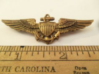 Vintage Wwii Us Navy Usmc Pilot Wings Marked H H Imperial - Straight Pin