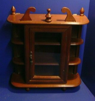 Vintage Wood Table Top/wall Hanging Display Curio Cabinet 3 Shelf 17 "