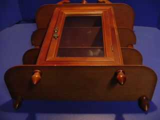 Vintage Wood Table Top/Wall Hanging Display Curio Cabinet 3 Shelf 17 