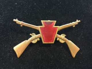 Vintage Brass Enamel Pin Pa Army National Guard Military Pin Guns Crossed