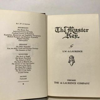 THE MASTER KEY by L.  W.  de Laurence 1941 (Occult,  Magick) 2