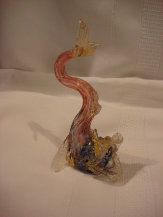 Vintage Venetian Murano Glass Serpent Fish Figure Vase