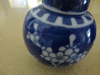 Two Vintage Chinese Prunus Ginger Jars with Double Blue Rings on Bases 3