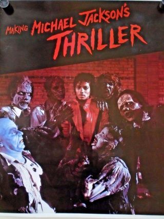 Michael Jackson " The Making Of Thriller " Vintage Poster / Exc.  Cond.  / 25 X 29 "