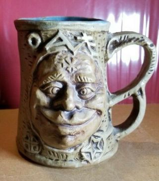 Vintage Jim Rumph Studio Pottery Ogre Troll Mug W/ Frog Inside & Double Handle