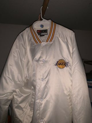 Vtg La Lakers White Satin Jacket Mens Xxlstarter Usa Made