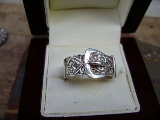 Vintage Sterling Silver Buckle Ring,  Sz 9.  75,  Full Birmingham Hallmarks