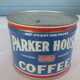 Vintage Parker House Coffee 1 Lb Keywind Tin Can Richheimer Chicago